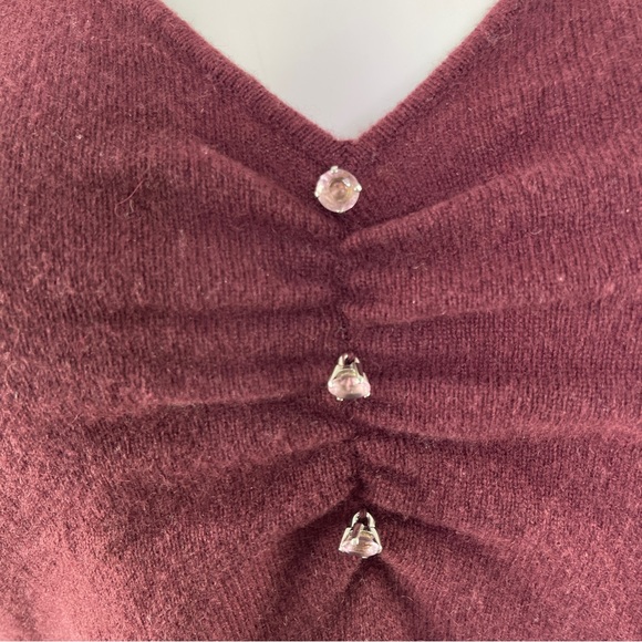Classiques Entier Maroon Dark Red 100% Cashmere V-Neck Sweater Size MP - Picture 7 of 10